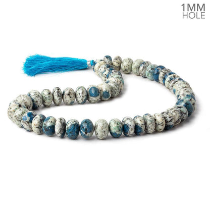 12-12.5mm K2 Azurite Granite "K2 Jasper" plain rondelles 16 inch 50 beads 1mm hole