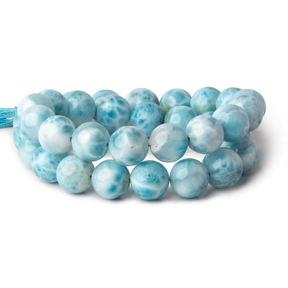 12-12.5mm Larimar Plain Round beads 15 inch 33 pieces AAA