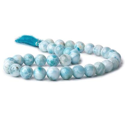 12-12.5mm Larimar Plain Round beads 15 inch 33 pieces AAA