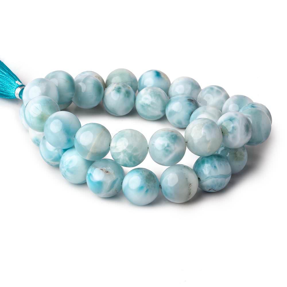 12-12.5mm Larimar Plain Round beads 15 inch 33 pieces AAA