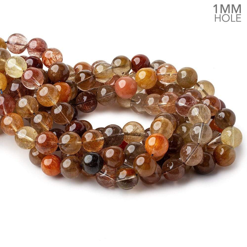 12-12.5mm Multi Rutilated Quartz plain round large hole beads 15.5 inch 32 pieces A