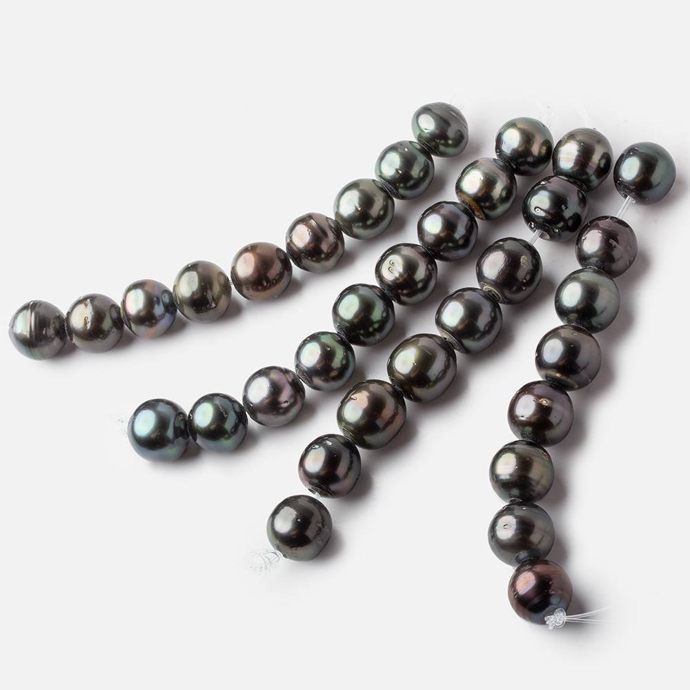 12-12.5mm Tahitian Saltwater 2mm Large Hole Pearls 3.5 inches 8 pieces