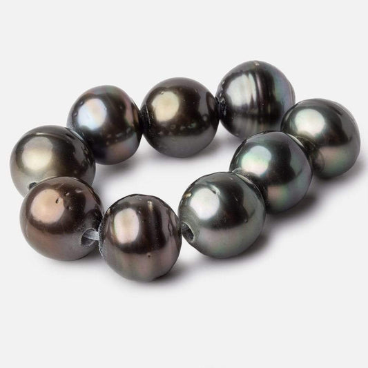 12-12.5mm Tahitian Saltwater 2mm Large Hole Pearls 3.5 inches 8 pieces