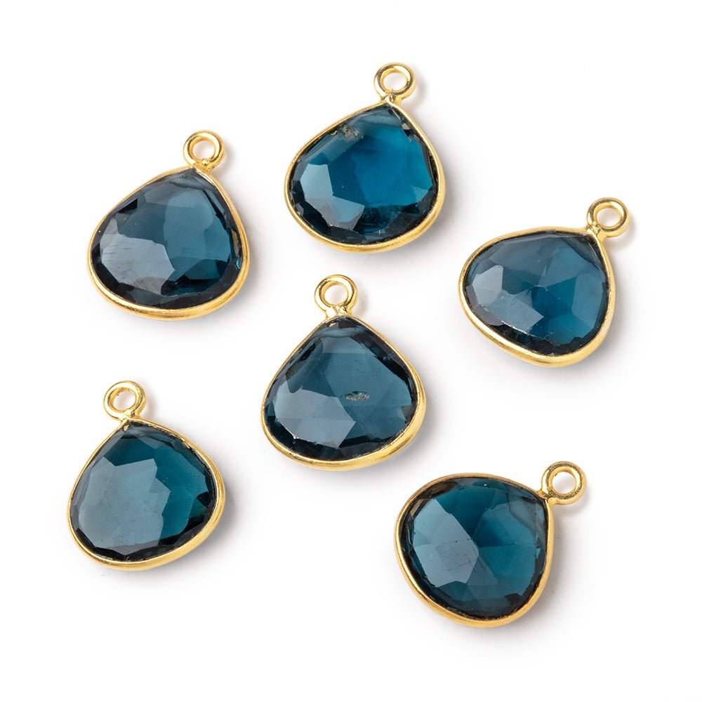 12-12.5mm Vermeil Bezel London Blue Topaz Faceted Heart Pendant 1 piece AAA