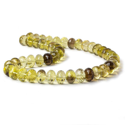 11-12mm BiColor Quartz Faceted Rondelle Beads 16 inch 52 pieces