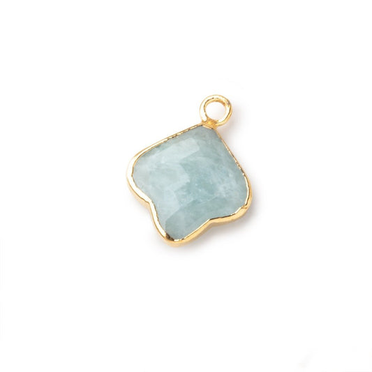 12-13mm Gold Leafed Aquamarine Faceted Trillium Flower Focal Pendant 1 piece