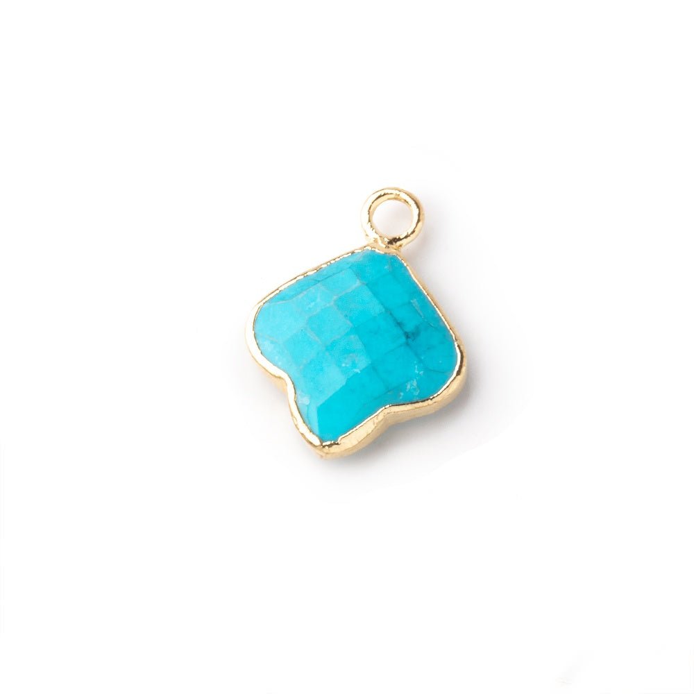 12-13mm Gold Leafed Howlite Faceted Trillium Flower Focal Pendant 1 piece