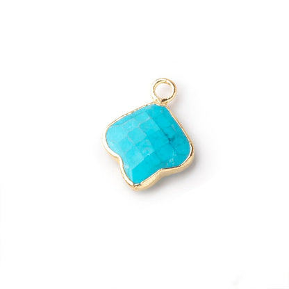 12-13mm Gold Leafed Howlite Faceted Trillium Flower Focal Pendant 1 piece