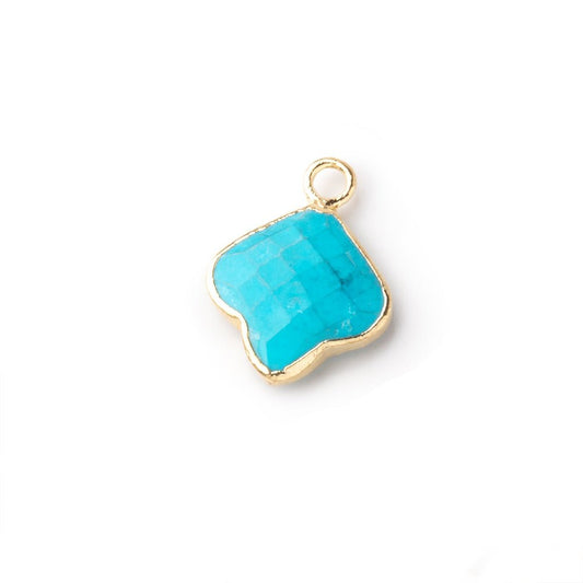 12-13mm Gold Leafed Howlite Faceted Trillium Flower Focal Pendant 1 piece