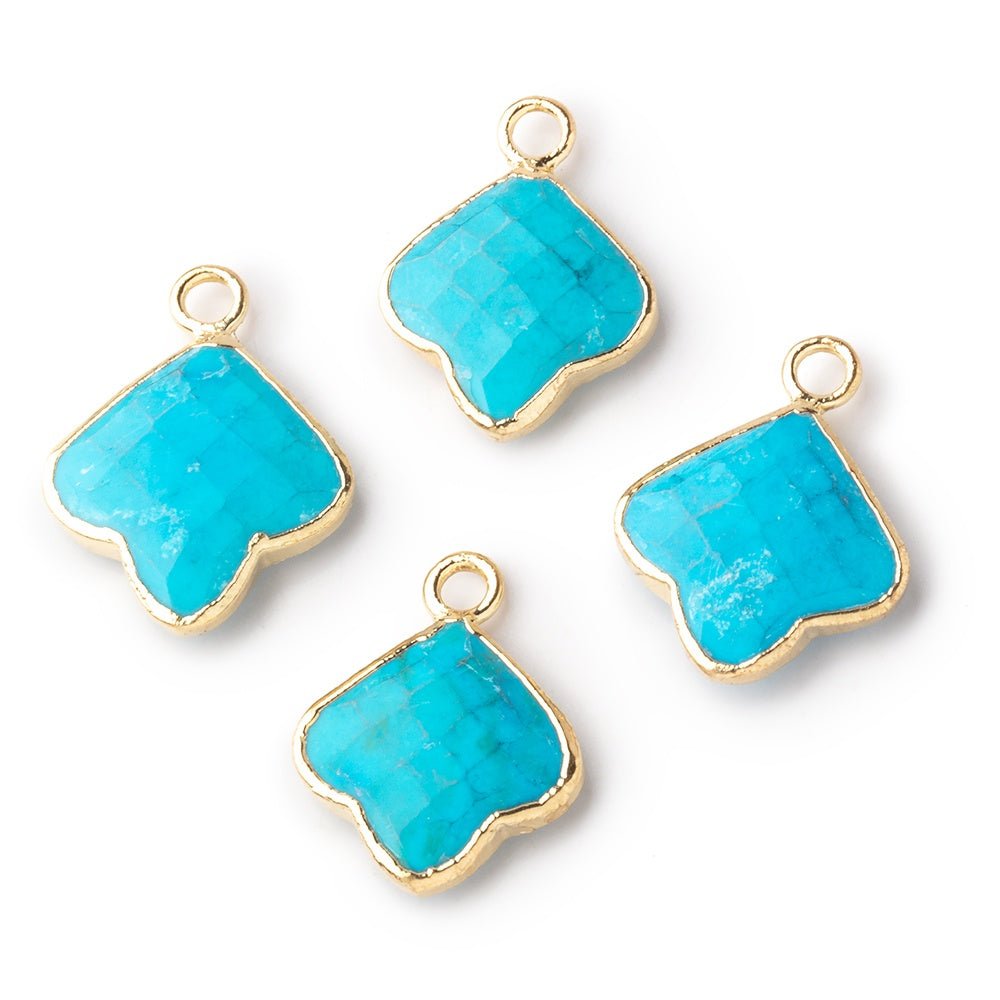 12-13mm Gold Leafed Howlite Faceted Trillium Flower Focal Pendant 1 piece