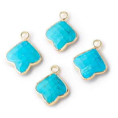 12-13mm Gold Leafed Howlite Faceted Trillium Flower Focal Pendant 1 piece