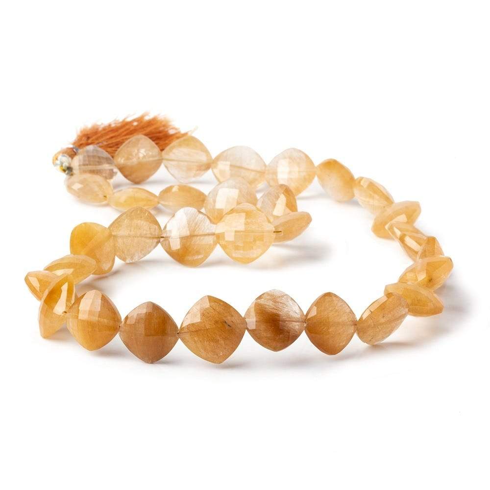 12-14mm Caramel Rutilated Quartz Faceted Pillow Beads 16 inch 32 pcs AAA