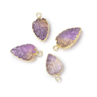 12-14mm Gold Leafed Ametrine Carved Leaf Focal 1 piece