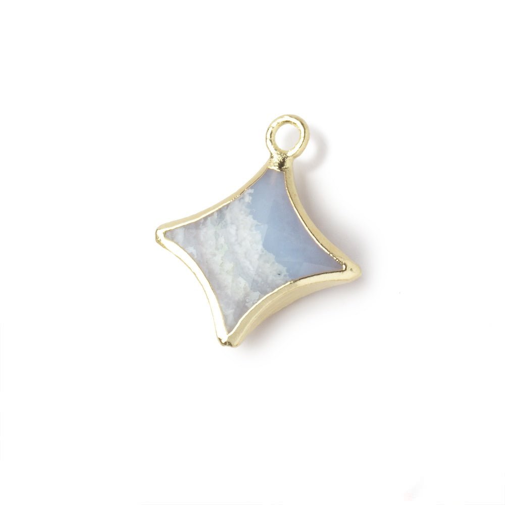 12-14mm Gold Leafed Blue Lace Agate 4 Point Star Focal Pendant 1 piece