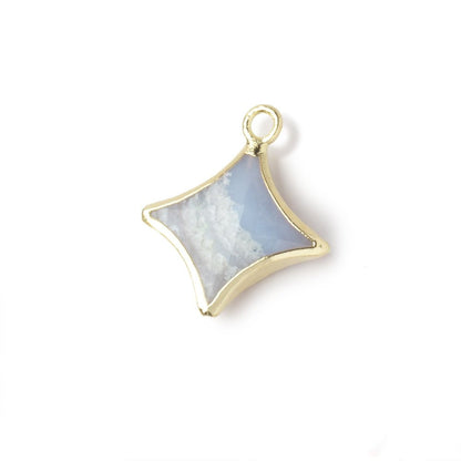 12-14mm Gold Leafed Blue Lace Agate 4 Point Star Focal Pendant 1 piece