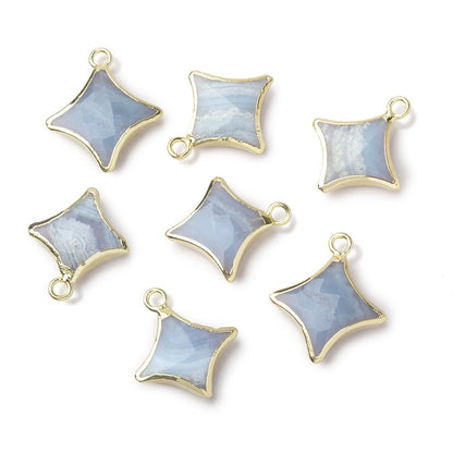 12-14mm Gold Leafed Blue Lace Agate 4 Point Star Focal Pendant 1 piece
