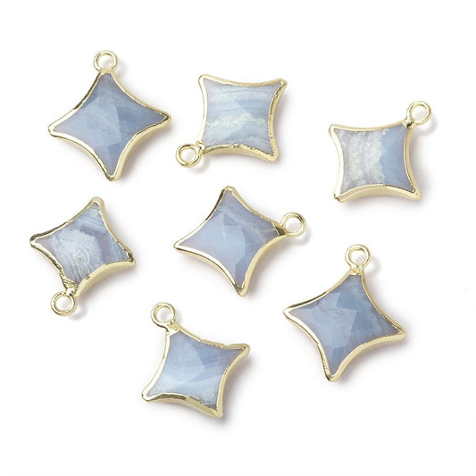 12-14mm Gold Leafed Blue Lace Agate 4 Point Star Focal Pendant 1 piece