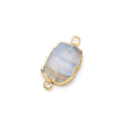 12-14mm Gold Leafed Blue Lace Agate Slice Connector 1 piece