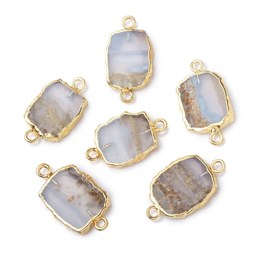 12-14mm Gold Leafed Blue Lace Agate Slice Connector 1 piece