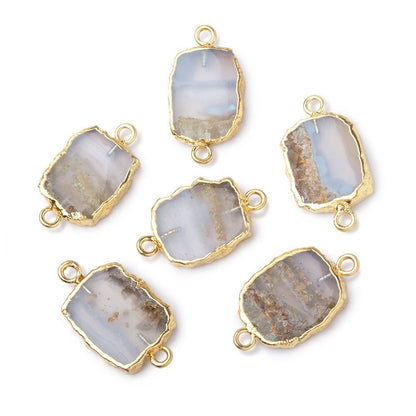 12-14mm Gold Leafed Blue Lace Agate Slice Connector 1 piece