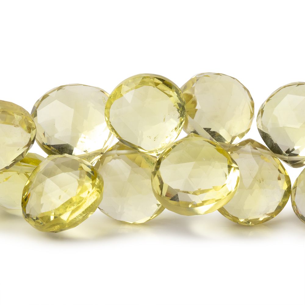 12-14mm Lemon Quartz Faceted Heart Beads 7.5 inch 33 Beads AAA