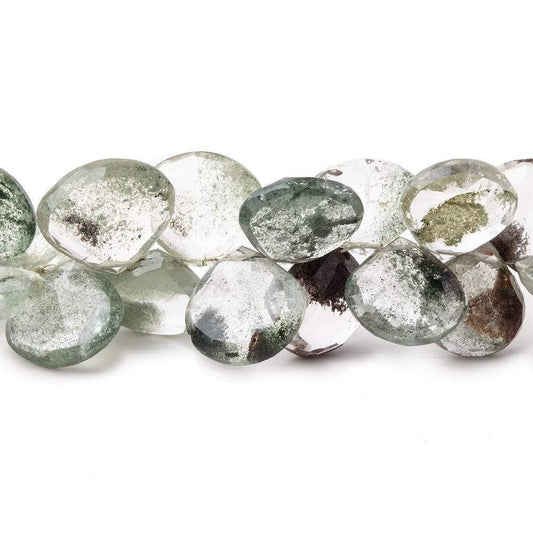 12-14mm Moss Quartz Faceted Heart Beads 8 inch 42 pieces