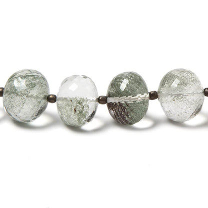 12-14mm Moss Quartz faceted rondelle beads 8 inch 17 pieces