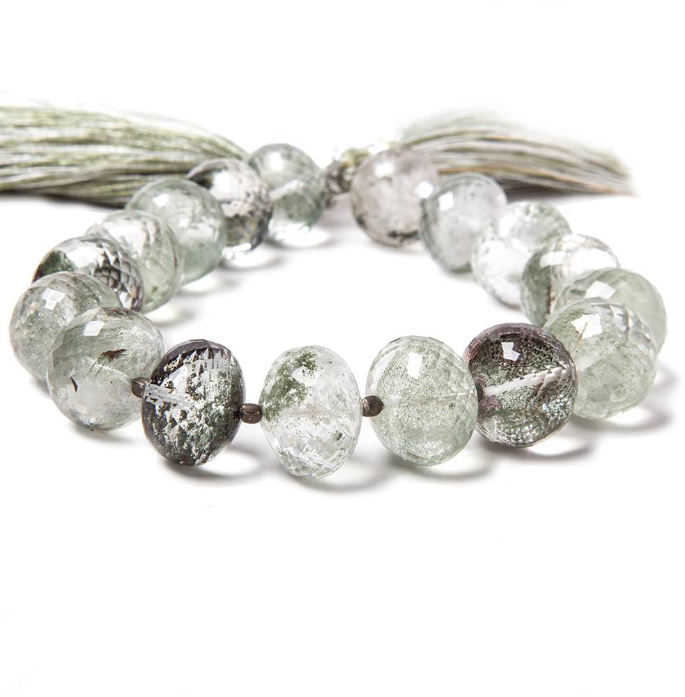 12-14mm Moss Quartz faceted rondelle beads 8 inch 17 pieces