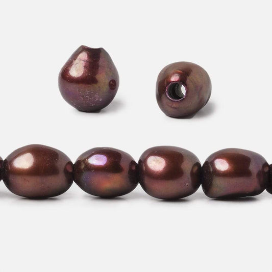 12- 14mm Strawberry Chocolate Large Hole Baroque Pearls 15 in. 26 pcs