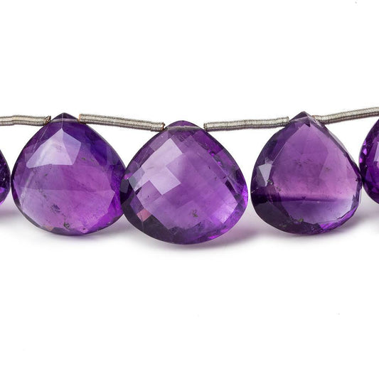 9-11mm Amethyst Faceted Heart Beads 8.5 inch 10 pieces