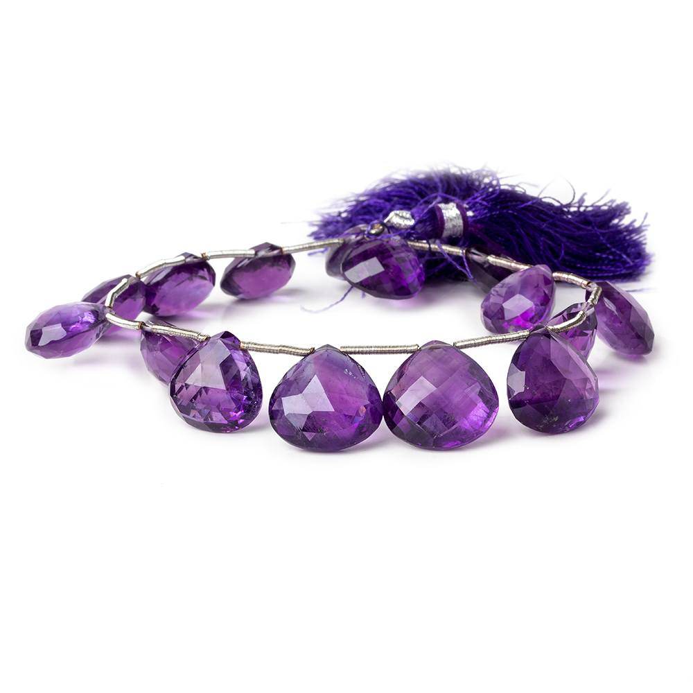 9-11mm Amethyst Faceted Heart Beads 8.5 inch 10 pieces