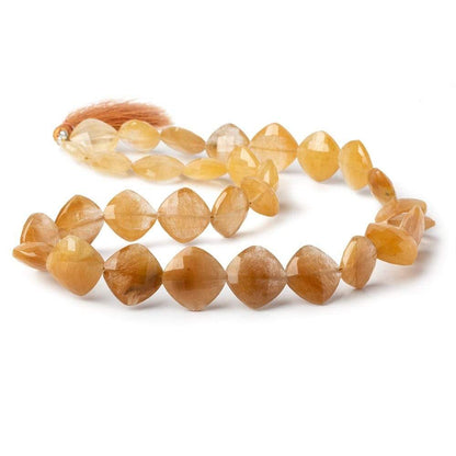 12-15mm Caramel Rutilated Quartz Faceted Pillow Beads 17 inch 31 pcs