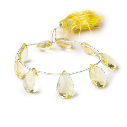 12-15mm Lemon Quartz Faceted Pear Beads 6.5 inch 9 pieces
