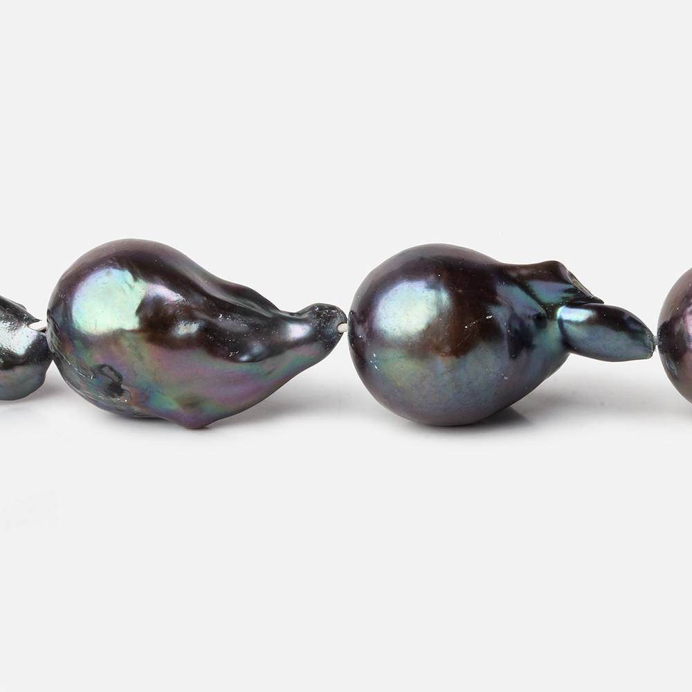 12-15mm Peacock Ultra Baroque Freshwater Pearls 16.5 inch 16 pcs .8mm drill hole AAA