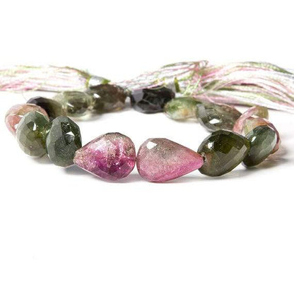 12-15mm Polychromatic Tourmaline Beads Straight Drilled Pear 16 pcs