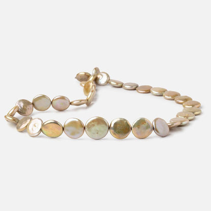 12-15mm Sage Green Coin Freshwater Pearls 18 inch 30 pieces