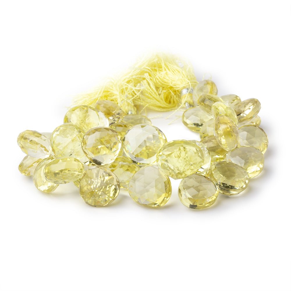 12-16.5mm Lemon Quartz Faceted Heart Beads 8 inch 38 pieces AAA