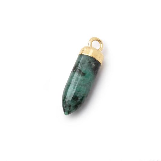 12-16mm Gold Leafed Emerald Plain Spike Focal Pendant 1 piece