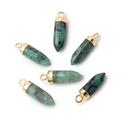 12-16mm Gold Leafed Emerald Plain Spike Focal Pendant 1 piece