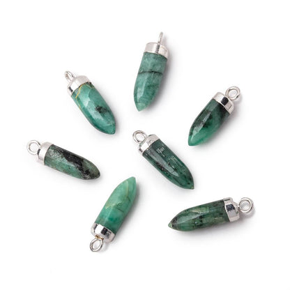 12-16mm Silver Leafed Emerald Plain Spike Focal Pendant 1 piece