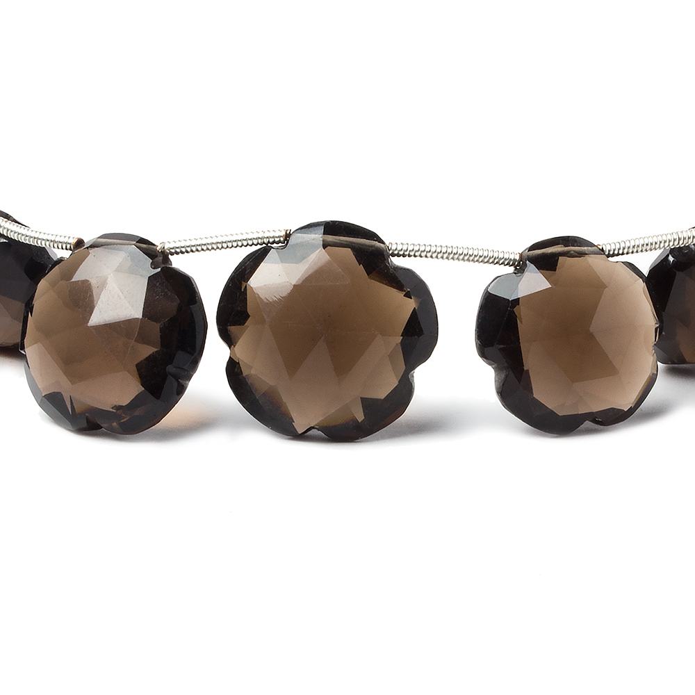 12-16mm Smoky Quartz Faceted Flower Beads 8 inch 13 pieces