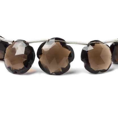 12-16mm Smoky Quartz Faceted Flower Beads 8 inch 13 pieces