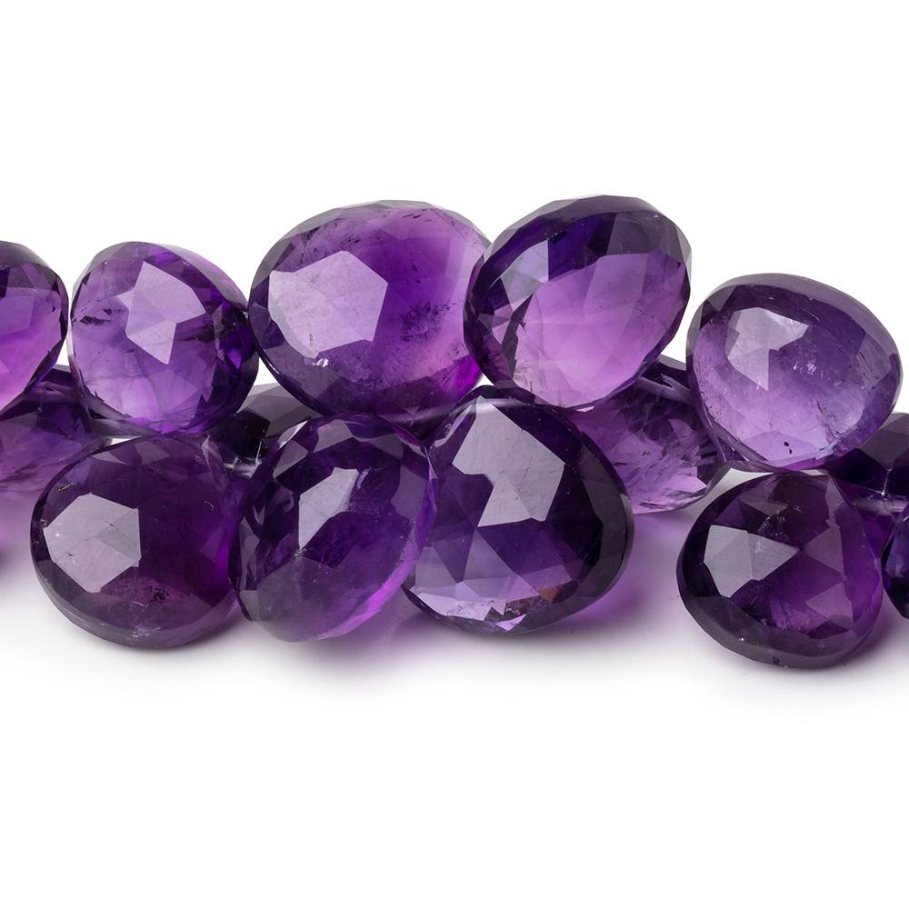 12-17mm Amethyst Faceted Heart Beads 8 inch 34 pieces AAA