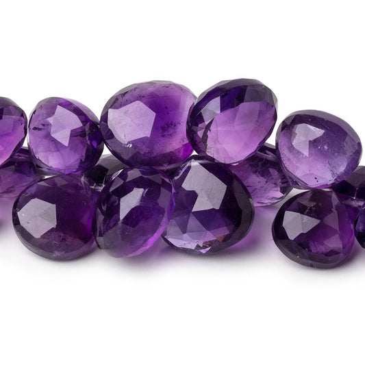 12-17mm Amethyst Faceted Heart Beads 8 inch 34 pieces AAA