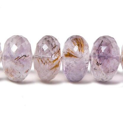 12-17mm Rare Amethyst Cacoxenite Faceted Rondelles 16 inch 45 beads AAA