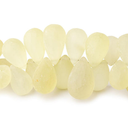12-18mm Frosted Lemon Quartz Plain Tear Drop Beads 7 inch 50 pieces