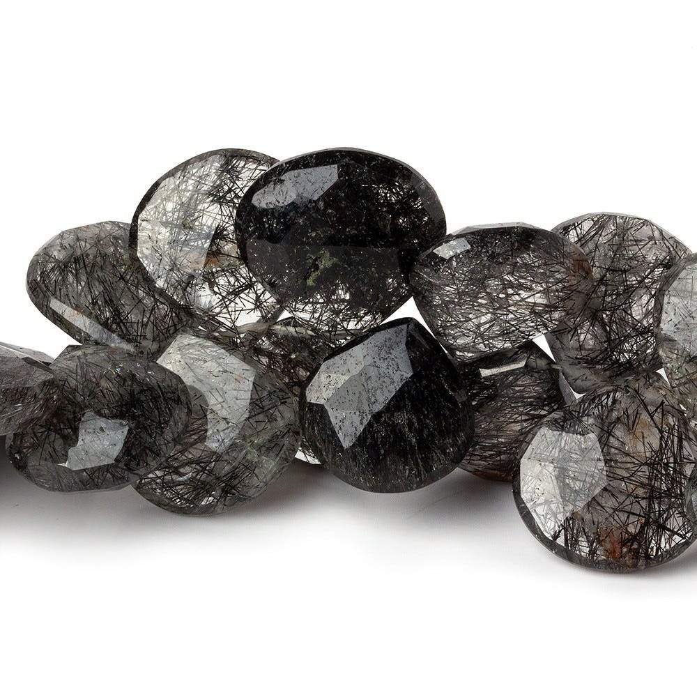 12-18mm Tourmalinated Quartz Faceted Heart Beads 8.5 inch 39 pieces