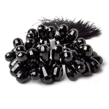 12-20mm Black Obsidian Checkerboard Faceted Tear Drop Beads 8 inch 50 pcs