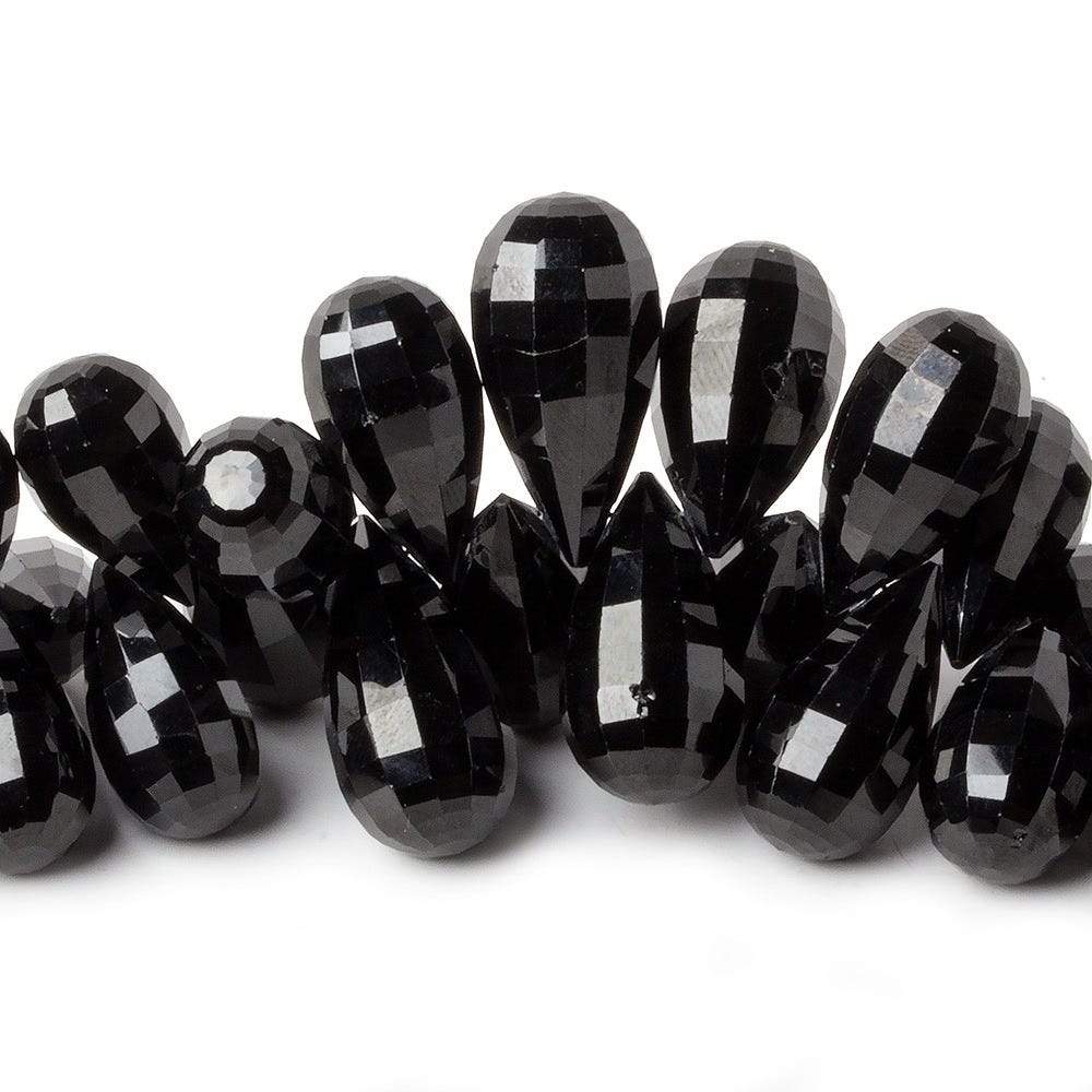 12-20mm Black Obsidian Checkerboard Faceted Tear Drop Beads 8 inch 50 pcs
