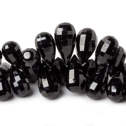 12-20mm Black Obsidian Checkerboard Faceted Tear Drop Beads 8 inch 50 pcs